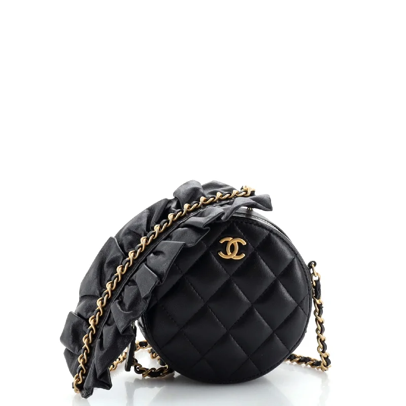 Scratch-Resistant And Luxury Sale Bags Romance Round Clutch with Chain Quilted Lambskin