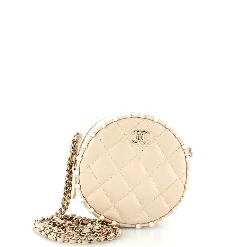 Inspired Bags For Luxury Fashion Lovers Round Clutch with Chain Quilted Calfskin with Pearl Detail