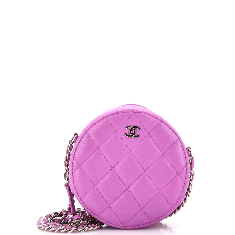 Stylish Bags For Fashion Bloggers With Promotions Round Clutch with Chain Quilted Lambskin Mini