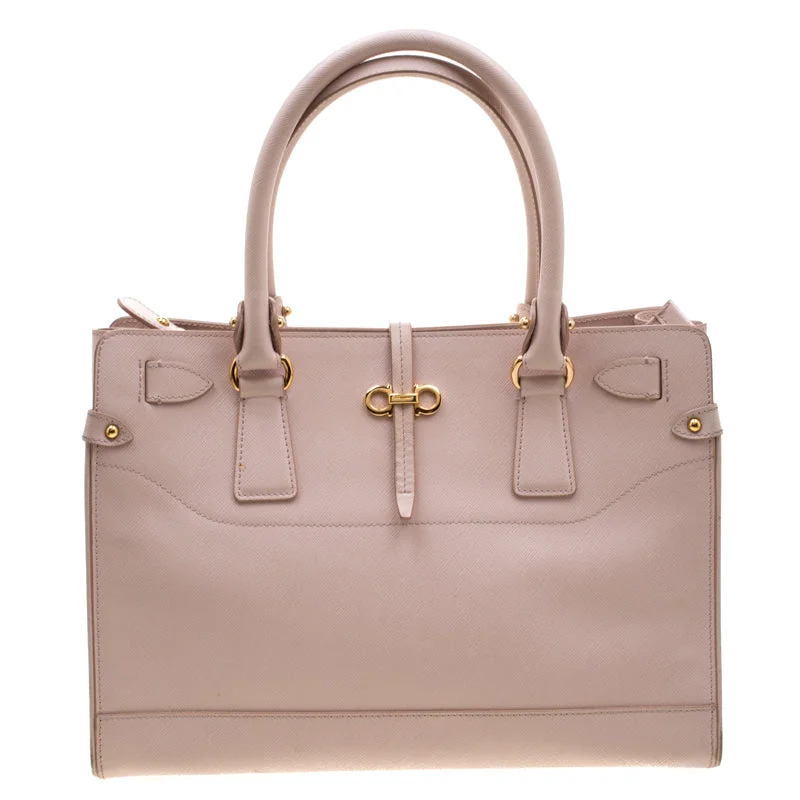 Designer Bags For Luxury Collectors With Offers Salvatore Ferragamo Blush Pink Leather Small Briana Tote