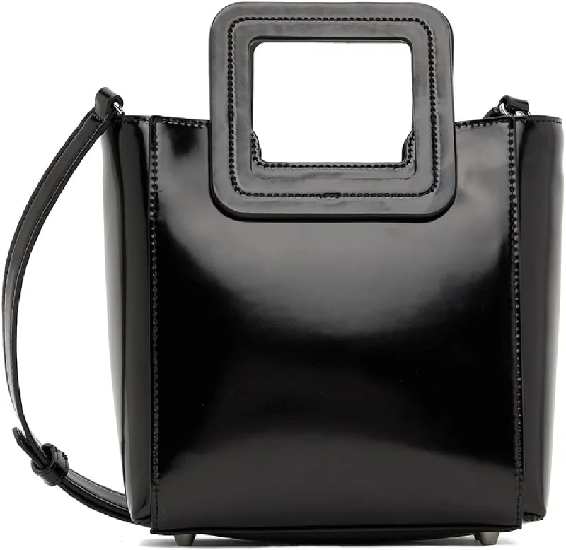 Bold Fashionistas STAUD Women's Black Leather Mini Shirley Bag Handbag Crossbody