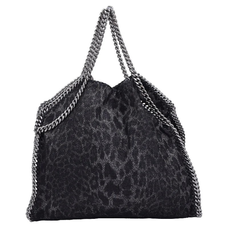 Flash Sale On Premium Bags Stella McCartney Regular Falabella Leopard Print Tote Bag in Black Faux Leather