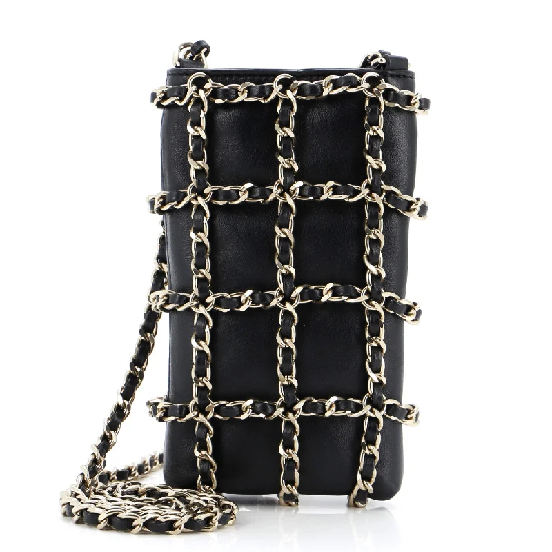 Luxury Seekers Tech Me Out Clutch With Chain Lambskin