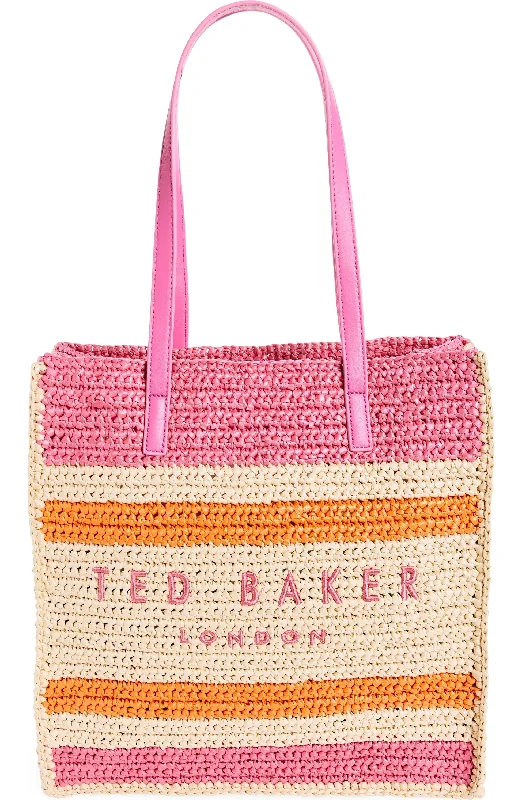 Lightweight Bags For Senior Travelers Ted Baker Women's Skye Raffia Striped Tote, Fuchsia