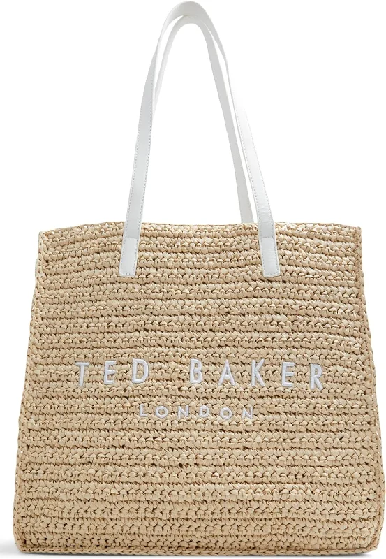 Customizable Bags For Personalized Style Ted Baker Women's Skye Raffia Tote Handbag, White