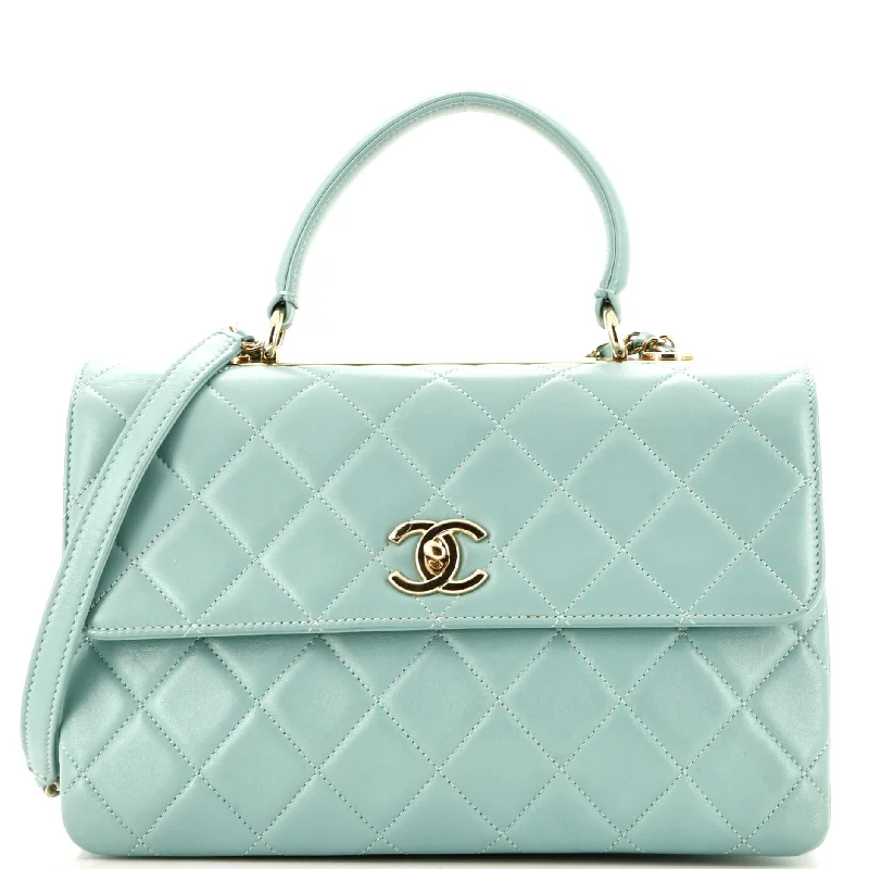 Luxurious Bags With Limited-Time Offers Trendy CC Top Handle Bag Quilted Lambskin Medium