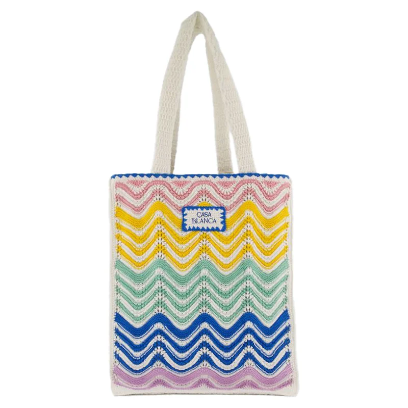 Bag For Modern Fashion Wave Crochet Shopper Bag - Casablanca - Cotton - Multicolor