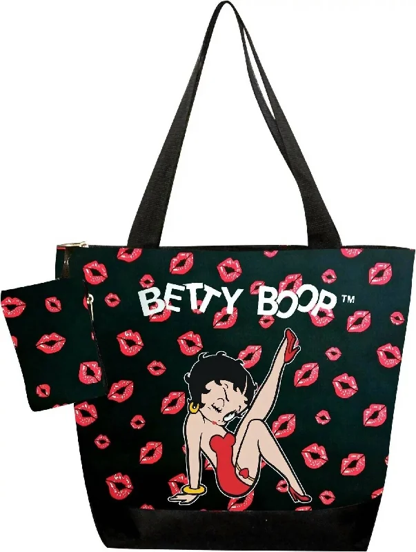 Bold Fashionistas Women's Diaper Bag Hand Tote Bag In Black/red Kisses