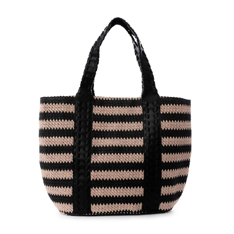 Bags For Urban And Trendy Looks Women's Layla Straw Tote Bag In Natural Straw/black