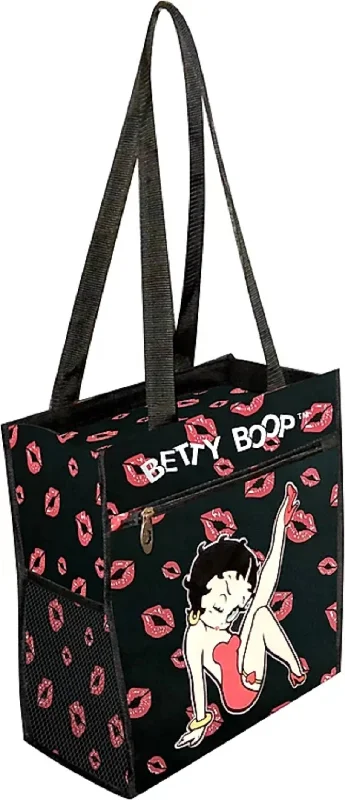 Inspired Bags For Affordable Luxury Women's Polyester Shopping Bag In Black/red Kisses