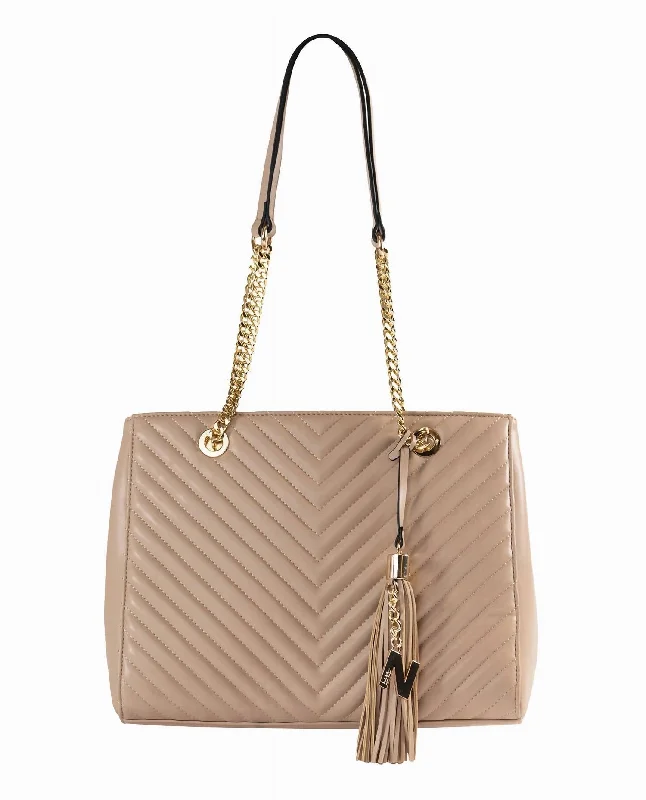 Durable And Fashionable Bags For Daily Use Women's Quilted Tote In Nude