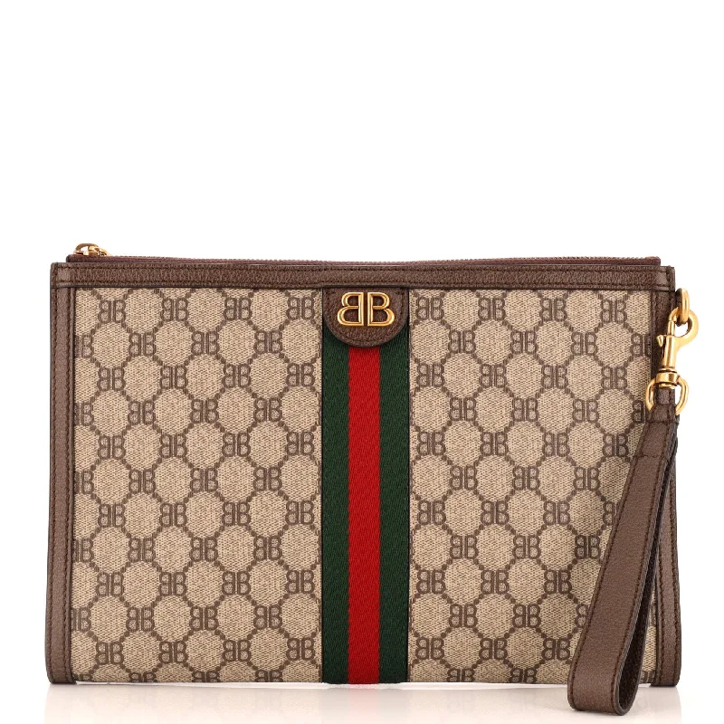 Bold And Flash-Sale Bags x Gucci The Hacker Project Web Wristlet Clutch BB Coated Canvas