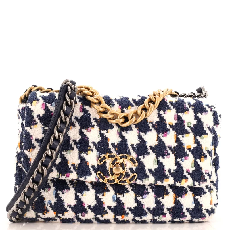 Limited-Time Offers On Trendy And Stylish Bags 19 Flap Bag Quilted Houndstooth Tweed and Ribbon Medium