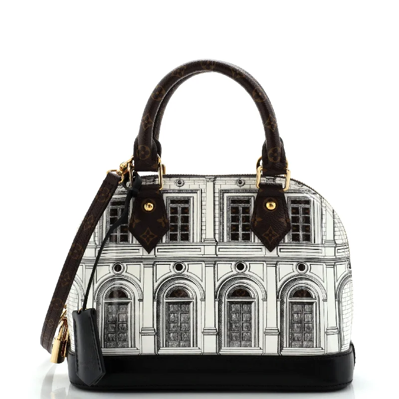 Affordable Bags For College Students On Sale Alma Handbag Limited Edition Fornasetti Architettura Print Leather and Monogram Canvas BB