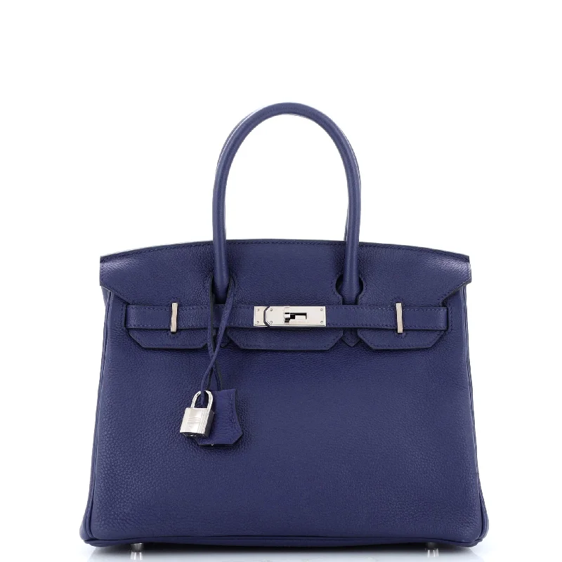 Bags For Urban And Trendy Looks Birkin Handbag Bleu Encre Togo with Palladium Hardware 30