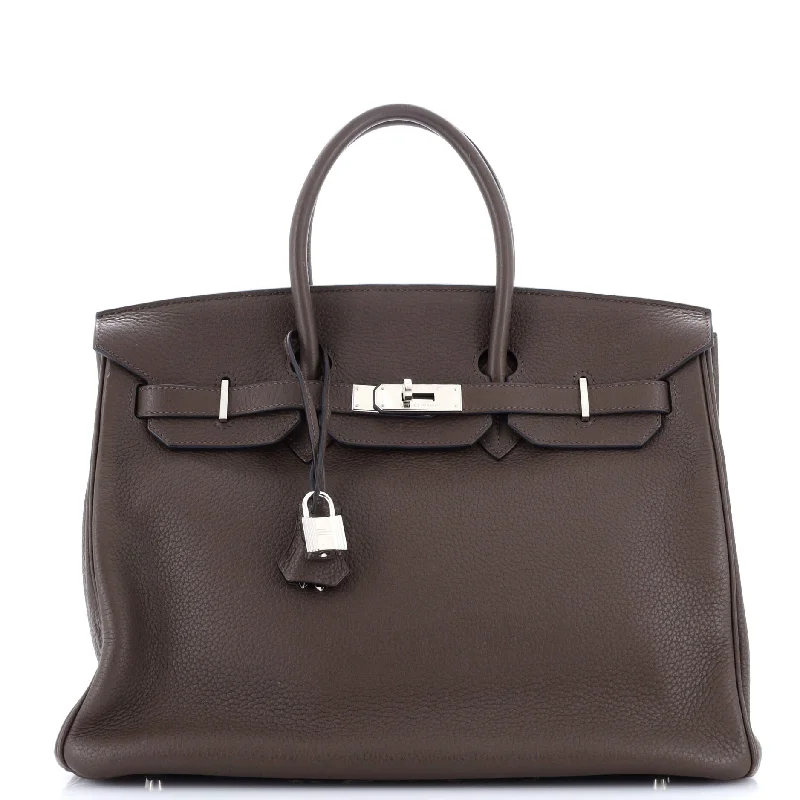 Valentine's Day Birkin Handbag Chocolat Clemence with Palladium Hardware 35