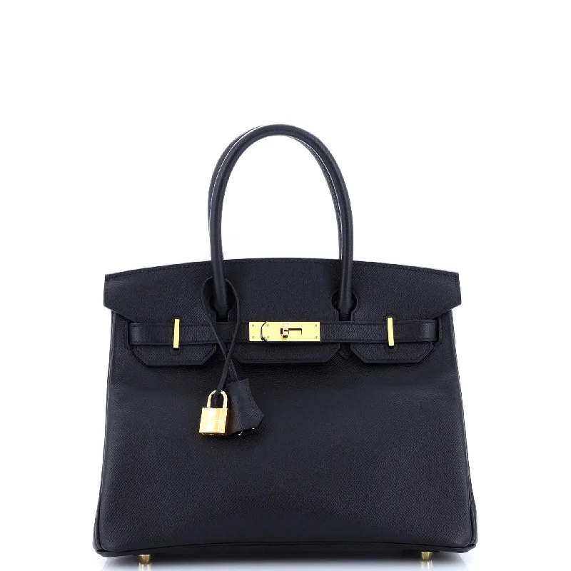 Discounted Designer Bags For Clearance Sale Birkin Handbag Noir Epsom with Gold Hardware 30