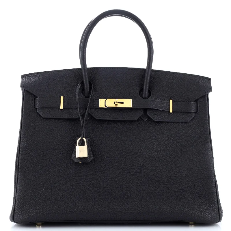 Inspired Bags For Modern Sophistication Birkin Handbag Noir Togo with Gold Hardware 35