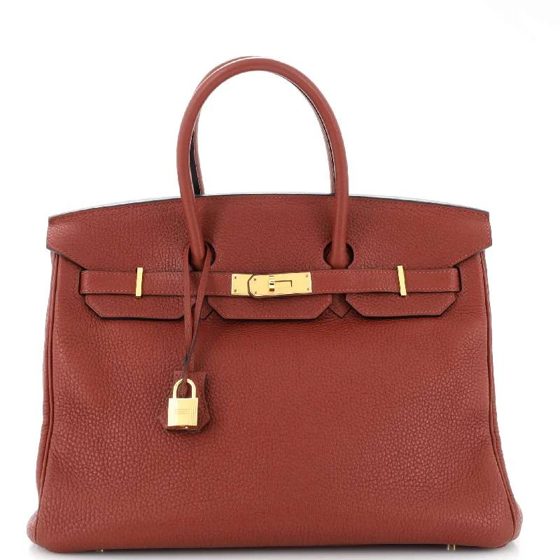 Inspired Bags For Affordable Luxury Birkin Handbag Rouge H Clemence with Gold Hardware 35