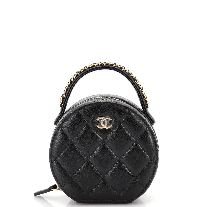 Luxurious Bags With Limited-Time Offers Chain Handle Round Jewelry Box Quilted Caviar