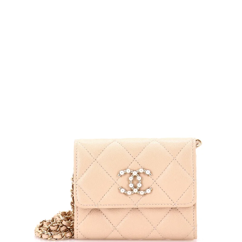 Elegant New Year Party Bags With Flash Sales Coco Candy Card Holder on Chain Quilted Caviar