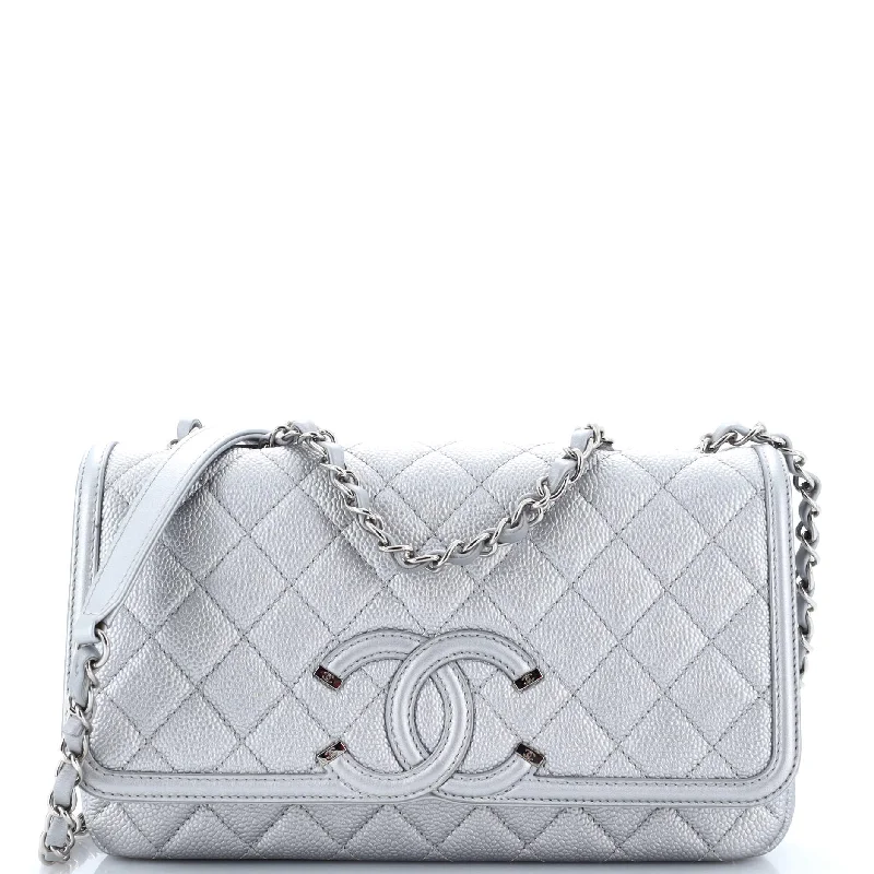 Limited-Time Offers On Trendy And Stylish Bags Filigree Flap Bag Quilted Caviar Medium