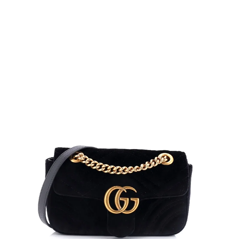 Lightweight And Affordable Bags GG Marmont Flap Bag Matelasse Velvet Mini