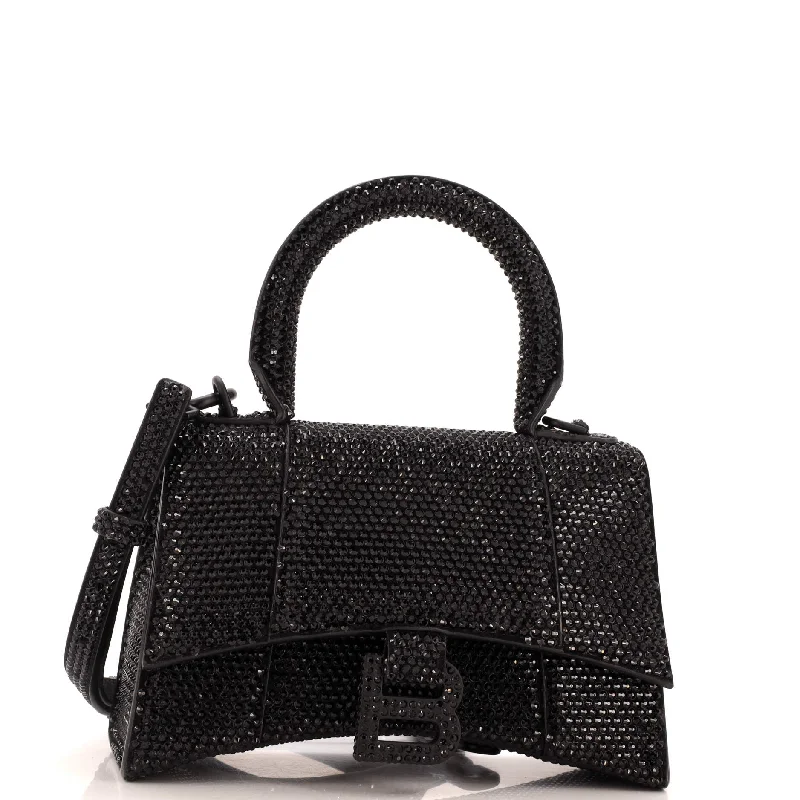 Stylish And Affordable Bags For Every Occasion Hourglass Top Handle Bag Suede with Crystals XS