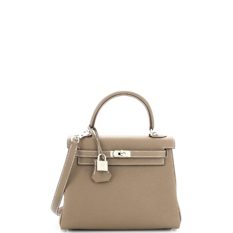 Rustic Bags For Outdoor And Nature-Inspired Looks Kelly Handbag Grey Togo with Palladium Hardware 25