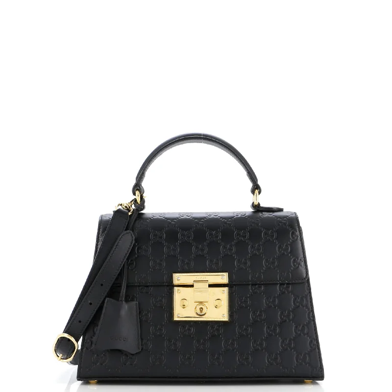 Spacious Bags With Holiday Promotions Padlock Top Handle Bag Guccissima Leather Small