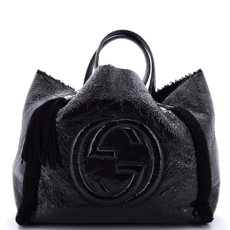 Stylish Bags With Discounts Soho Shoulder Bag Patent and Shearling Medium