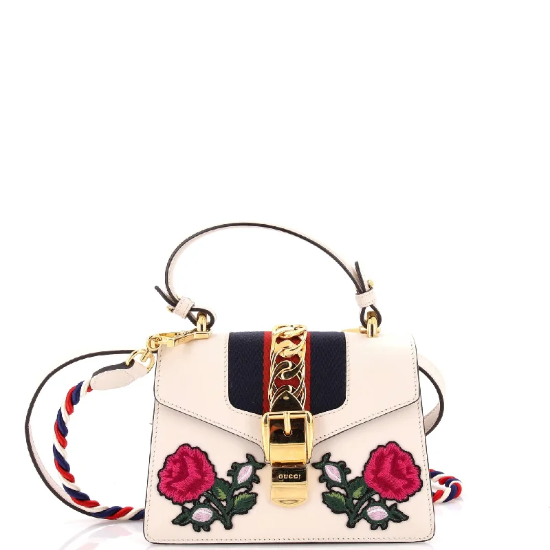 Rustic Bags For Outdoor And Nature-Inspired Looks Sylvie Top Handle Bag Embroidered Leather Mini