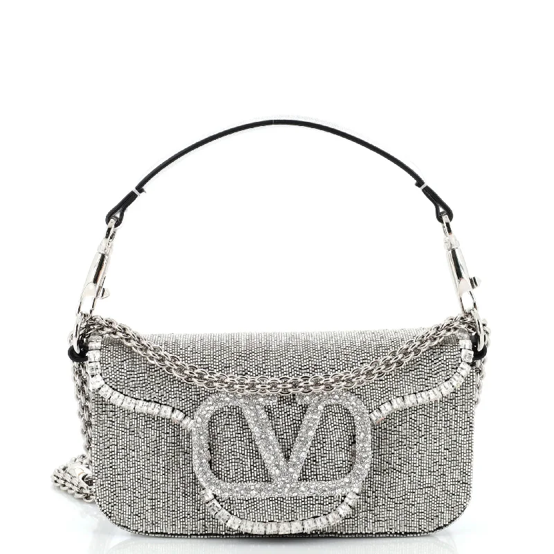 Affordable Handbags VLogo Loco Flap Shoulder Bag Embellished Leather Small